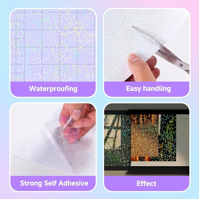 36 Sheets Holographic Laminate Sheets Clear Self Adhesive Sticker Paper |