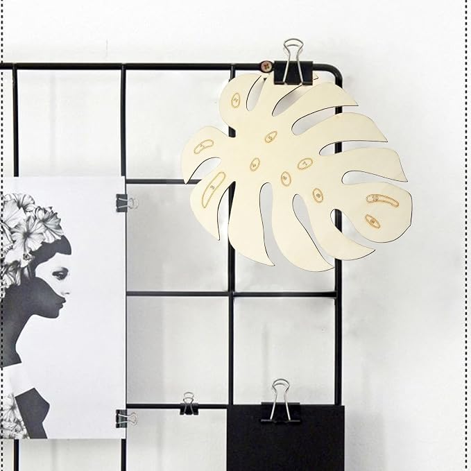 6 pcs 3 Styles Monstera Leaf Theme Unfinished Wood Cutout Charms Tropical Plant