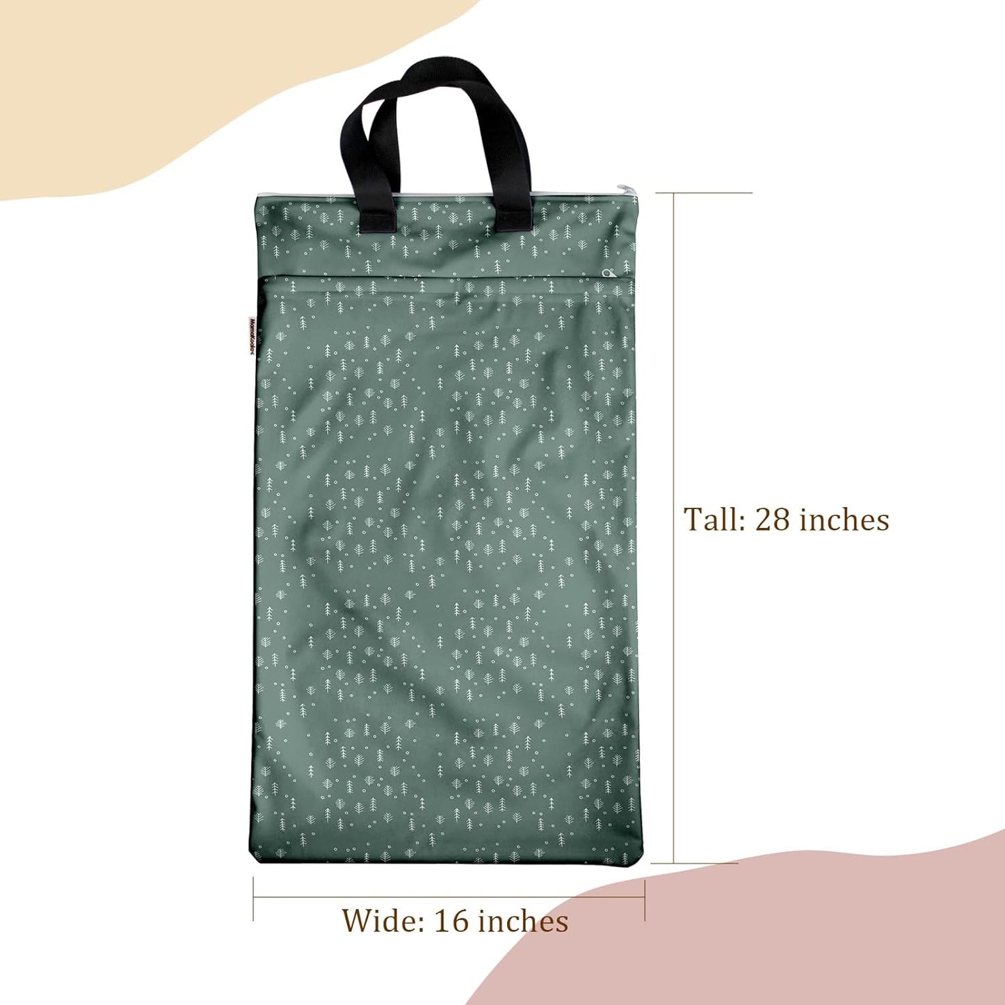 Mama Koala Reusable Hanging Wet Dry Bags for Baby Items, Cloth Diapers, Swimsuits, Travel, Gym Clothes, Beach, Pump Parts, Toiletries, Two Zippered Pockets, 2 Pack (W005L)