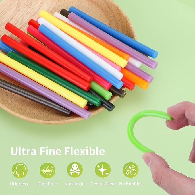 MATUFF Colored Hot Glue Sticks Mini 0.27" x 4" Most Popular 12 Colors EVA Hot