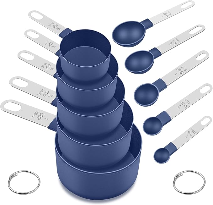 Measuring Cups and Spoons Set, 10 Pieces Nesting Measure Cups and Spoons
