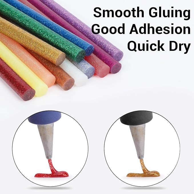 ENPOINT Glitter Color Hot Glue Sticks Full Size, Adhesive Glue Sticks Standard