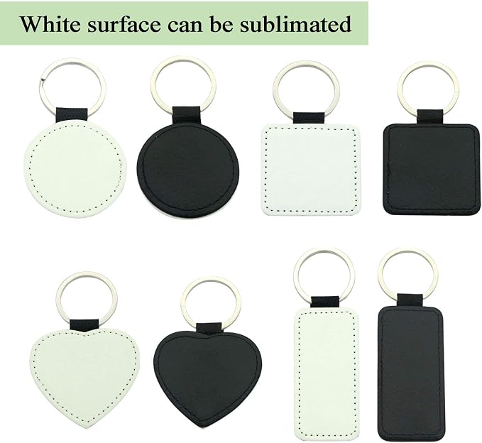 12 Pcs Sublimation Blank Keychains, PU Leather White Keychains Ornament Pendants