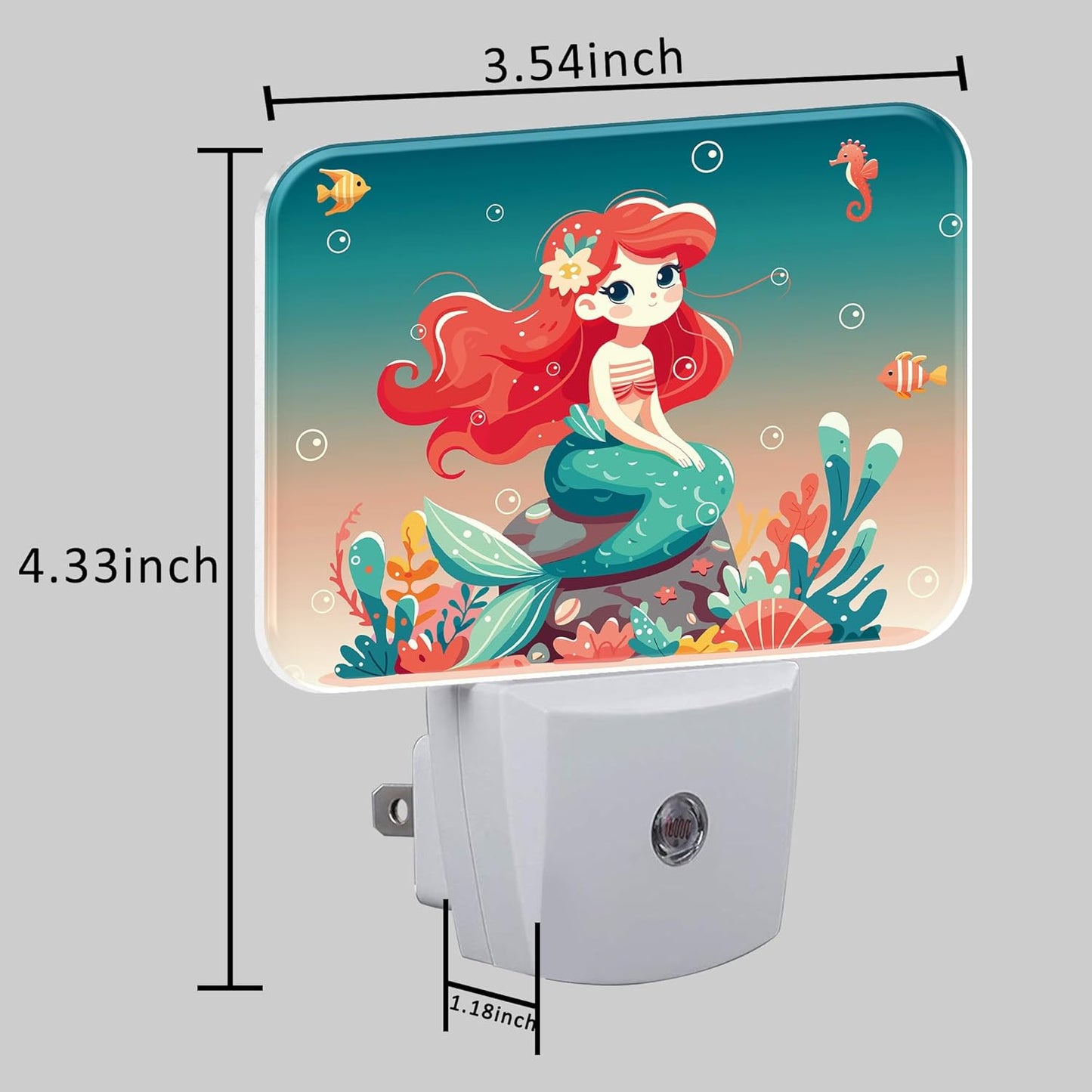 Beautiful Mermaid Girl Night Light for Kids, Mermaid Girl LED Night Light Plug into Wall with Dusk to Dawn Sensor for Girls Boys Women Men Bedroom, Hallway, Kitchen, Bathroom, Stairs Decor