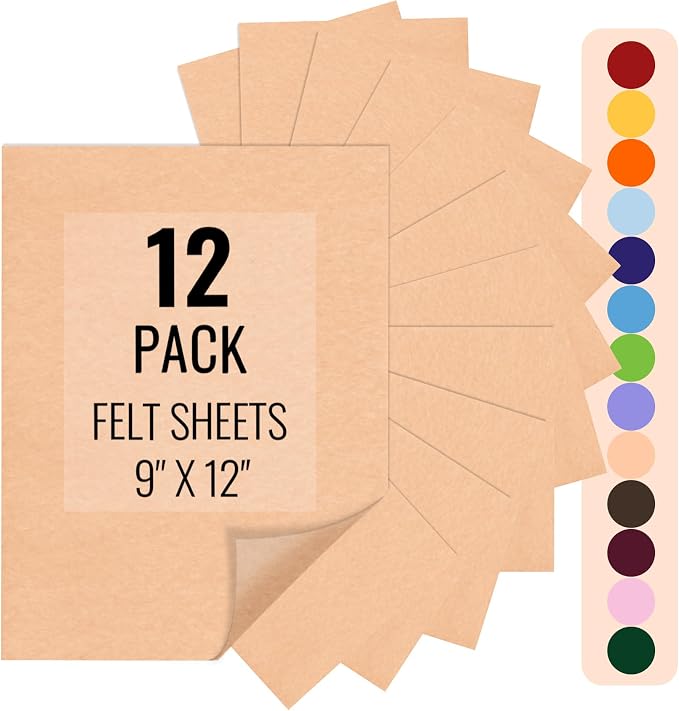 IONTACH 9" X 12" Felt Fabric Sheets 1.6mm Thick | Soft Felt