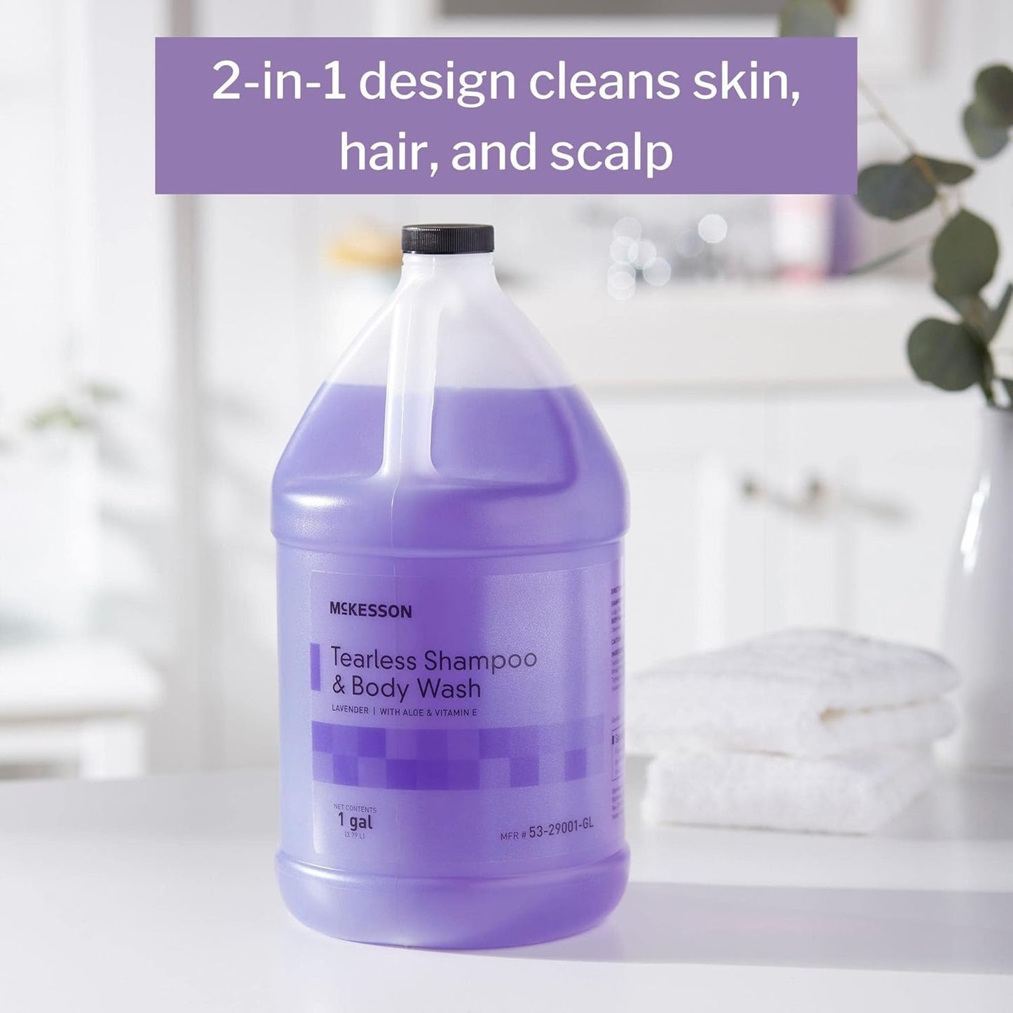 McKesson Shampoo and Body Wash with Aloe & Vitamin E, 1 Gallon [Pack of 4] Bulk, Refill, Tearless, Lavender