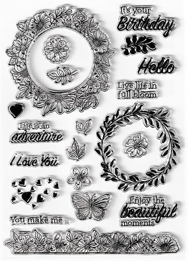 Flower Wreath Lace Clear Stamps Silicone Stamp Cards