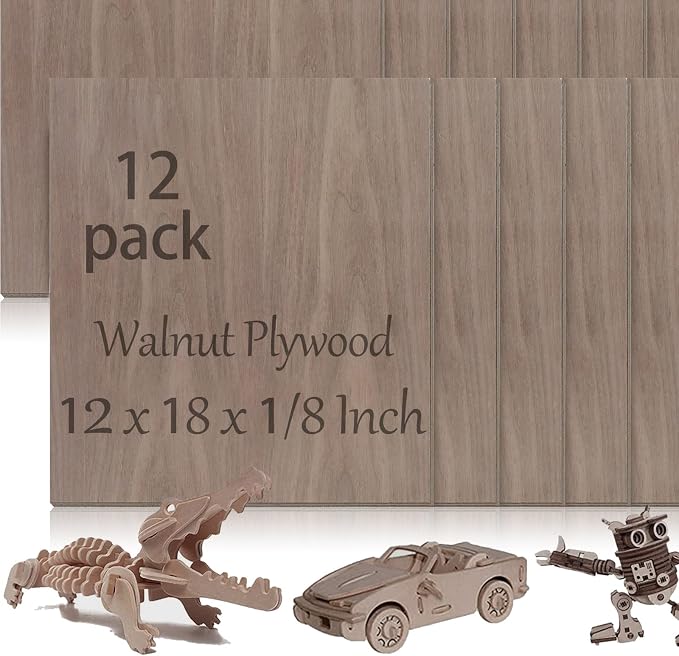 12 Pcs Walnut Unfinished Wood Craft, School DIY Projects, CNC Cutting, and Wood