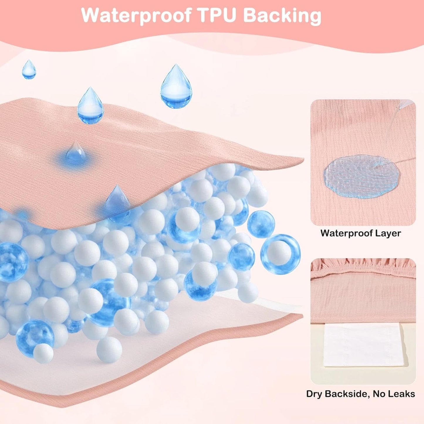 Basumee Muslin Changing Pad Cover Waterproof 2 Pack Baby Changing Table Covers for Boys and Girls Soft Breathable Nursery Diaper Change Table Cover Pad Fits 32"x16", Pink
