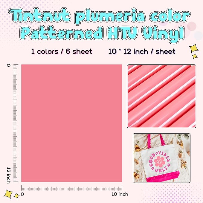 Tintnut Plumeria Color Heat Transfer Vinyl, easy cut & weed, stretch washable
