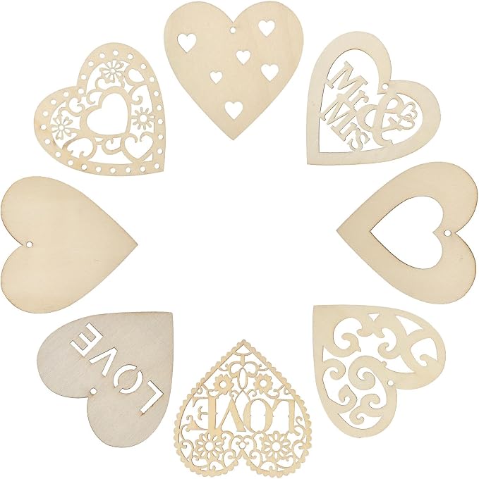 40 Pcs Unfinished Wood Heart Cutouts