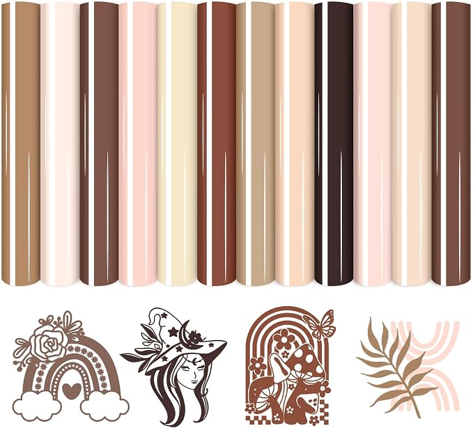 HTVSTD Skin Tone Heat Transfer Vinyl 12 Sheets 12×10in Iron on Vinyl | Netural