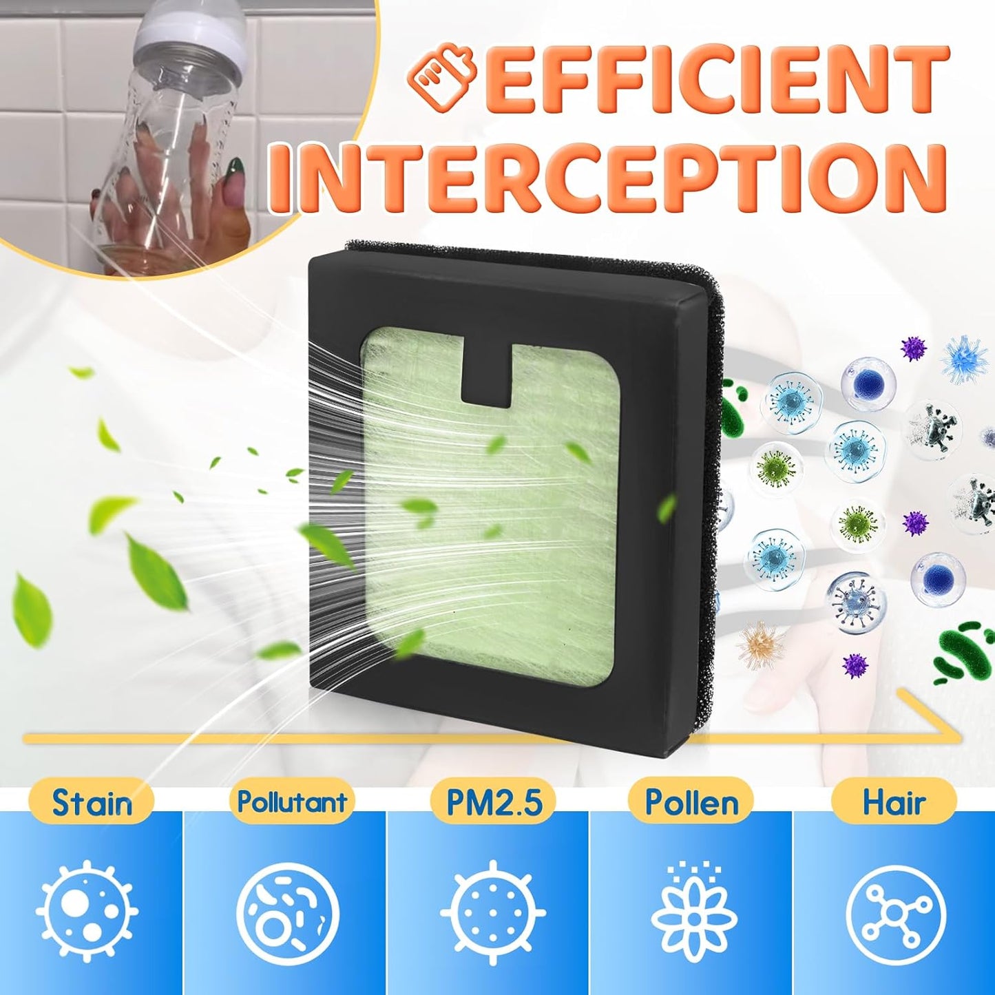 4 Pack HEPA Filter Replacement Compatible with Baby Brezza Bottle Dryer Advanced and Baby Brezza Bottle Washer Pro