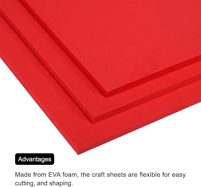 MECCANIXITY EVA Foam Sheets Red 9.8 Inch x 9.8 Inch 7mm Thick Crafts Foam Sheets