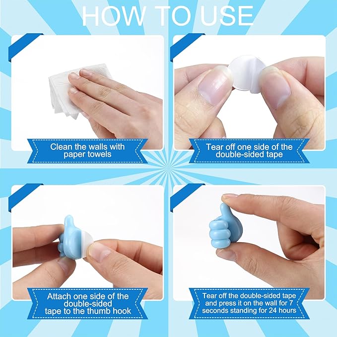 48 Pack Adhesive Pencil Holders Back to School Thumb-Shaped Pen Holder Bulk |