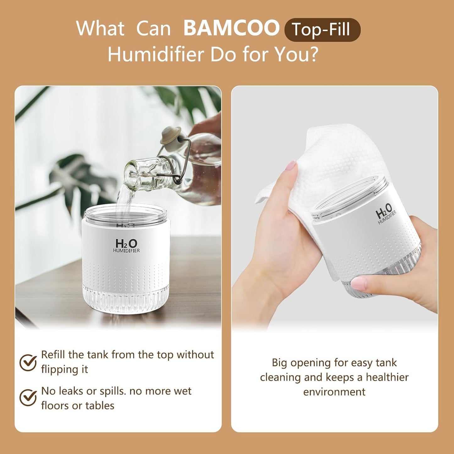 Portable Mini Humidifier, Auto Shut-Off, 2 Mist Modes, Quite, Small Humidifiers for Bedroom Travel Office Desk Plants(White)