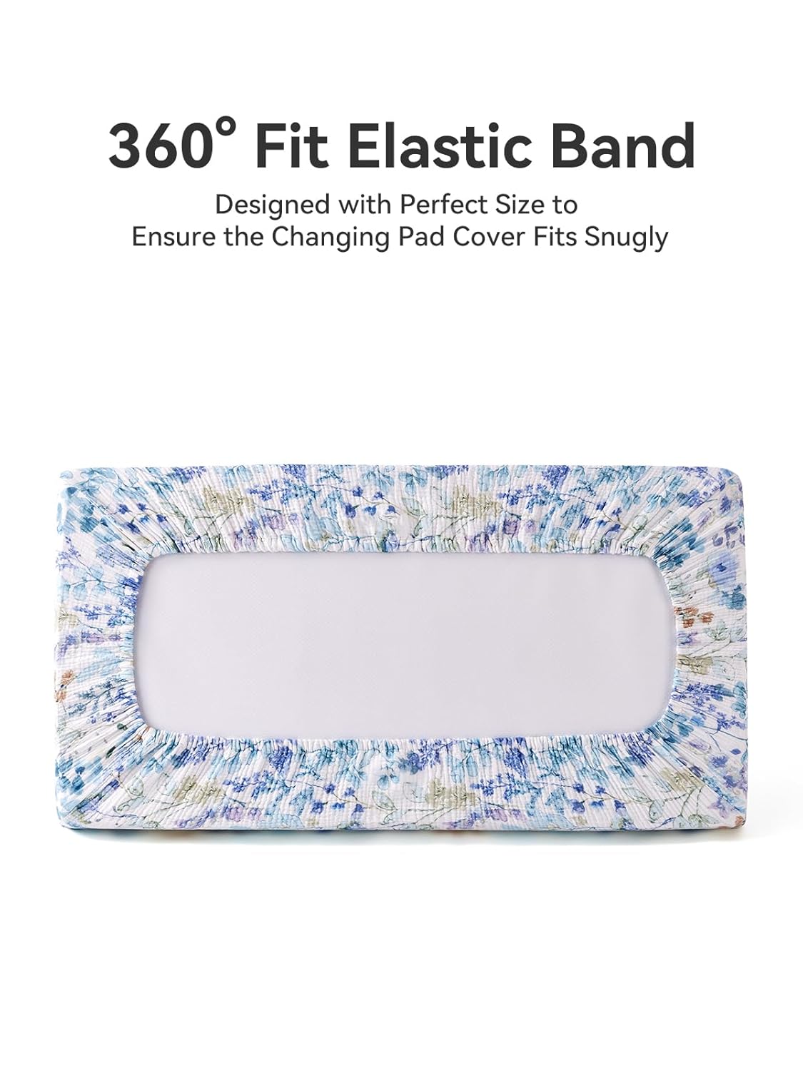 TILLYOU Muslin Changing Pad Cover for Baby Girls Boys, Soft and Breathable Cotton Diaper Changing Table Cover, 2 Pack(Blue Flower)