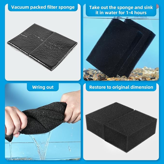 AQUANEAT 2 Pack Aquarium Bio Sponge Filter Media Pad Cut-to-Size Open Cell Foam
