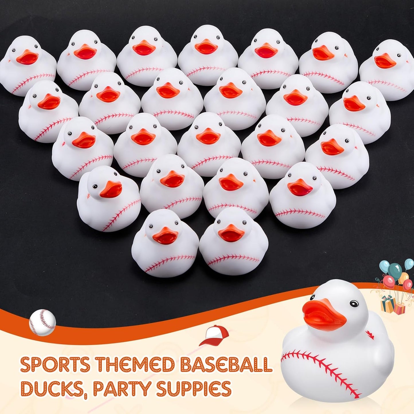 Deekin 24 Pcs Rubber Duck 2 Inch Bulk Sport Party Favors for Birthday Party Decorations Club Player Gift (Baseball)