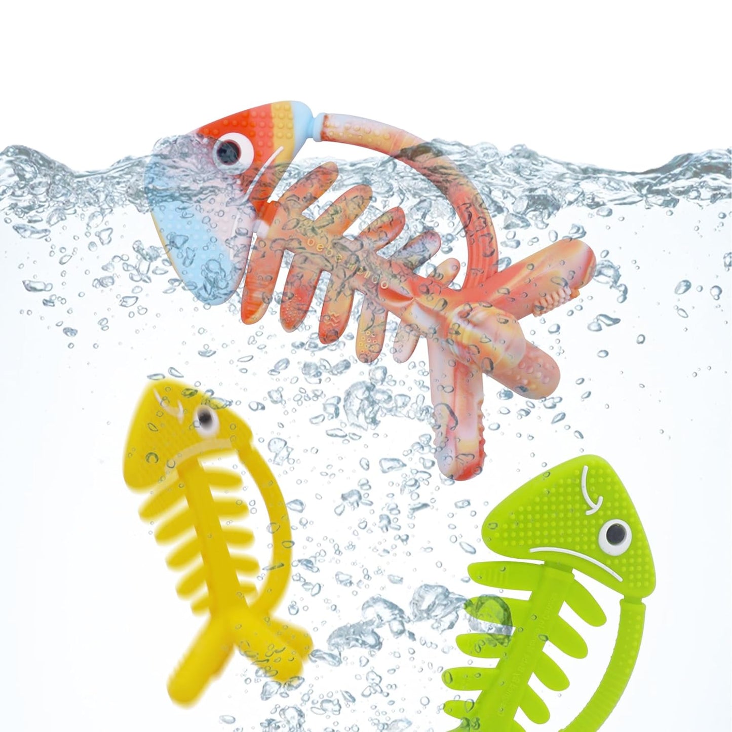 3in1 Infant Toys, Baby Teething Toys 0-3-6-12 Months, Teethers for Babies 3-6 6-12 Months for Teething Relief, Gifts,Silicone,Sensory,Baby Toys 0-6 Months,USA Patent Pending,Yellow Fish