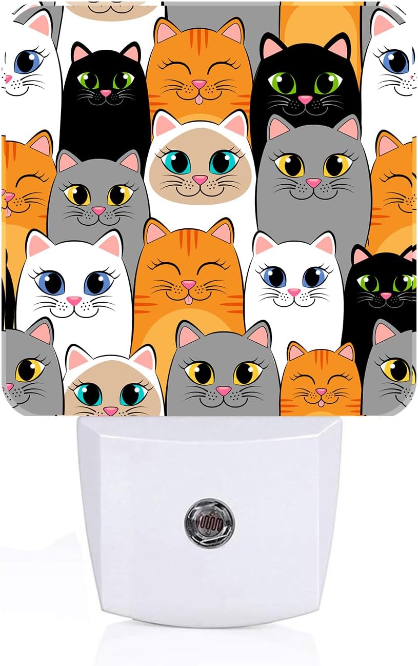 Cats Night Light,Plug Into Wall Decor for Stairway,Hallway,Kitchen,Dusk to Dawn Sensor Nightlights for Boys/Girls/Women/Men Room Gifts