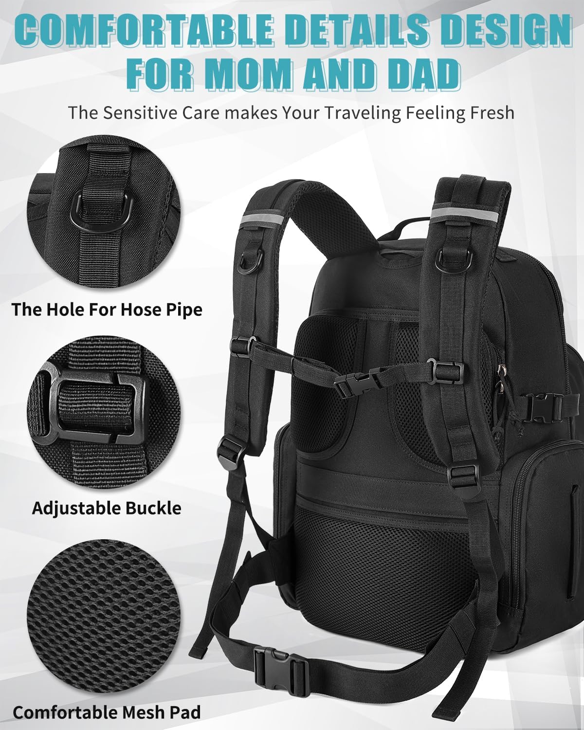SHARKMOUTH Mens Military Diaper Bag - Tactical Baby Backpack with Insulated Bottle Pouches for Outdoor-Loving Dads - Changing Pad & MOLLE System for Camping, Hiking Travel