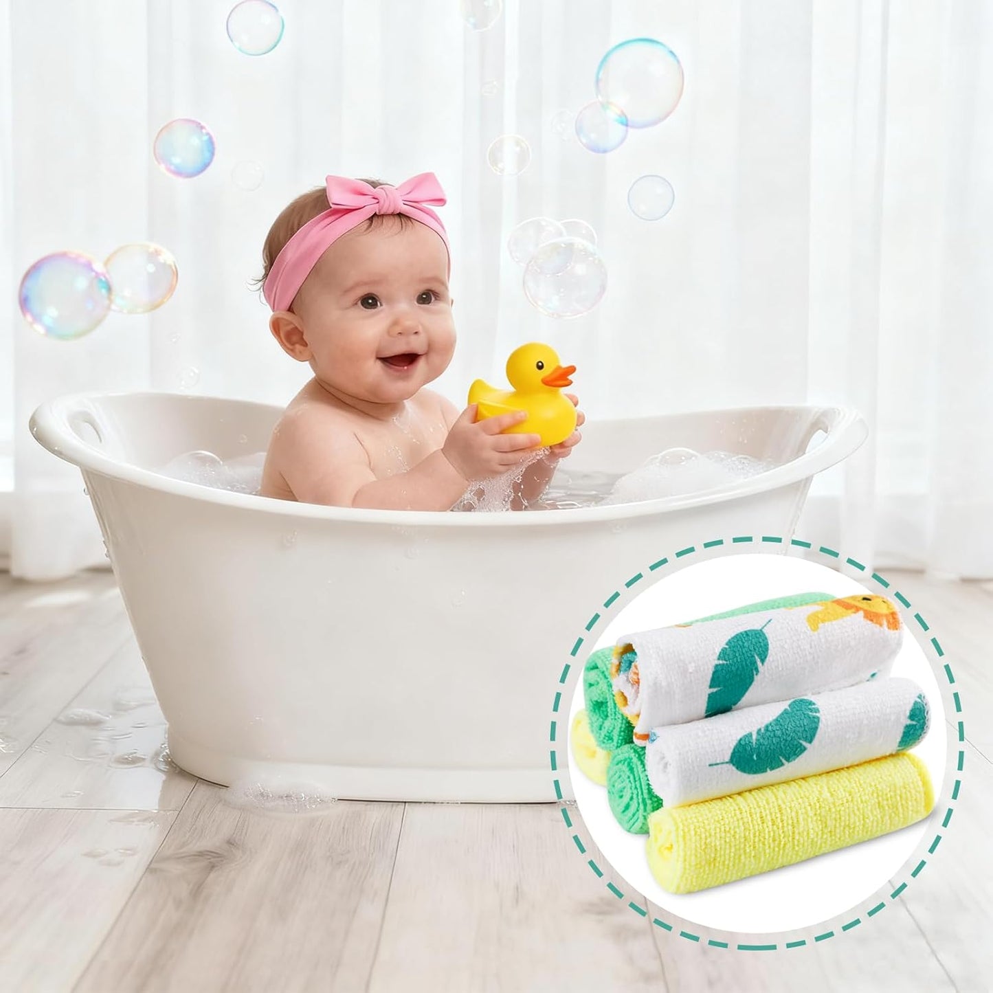 Baby Washcloths, 24Pack Baby Wash Cloths Extra Soft & Ultra Absorbent, Baby Towels and Washcloths Face Towels for Unisex Boys Girls Body, Washclothes Gentle on Sensitive Skin, 9x9 Lion