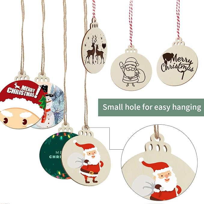Fuyit Wooden Christmas Ornaments, Unfinished Wood Slices Circle