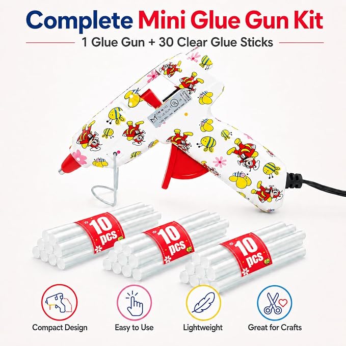 Mini Hot Glue Gun Kit with 30 Glue Sticks and Carrying Case, 15W Fast