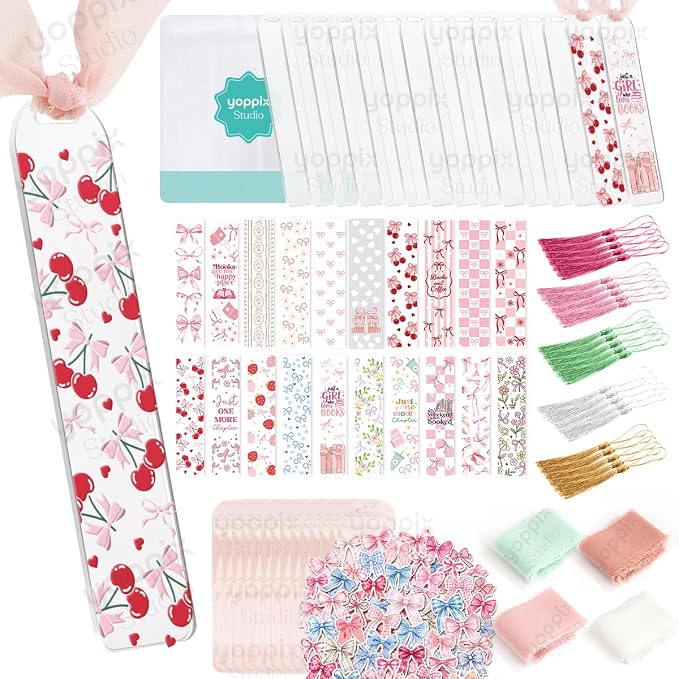 YOPPIX 180 Pcs Acrylic Bookmark Blanks- 20 Set Bookmark Making Kit