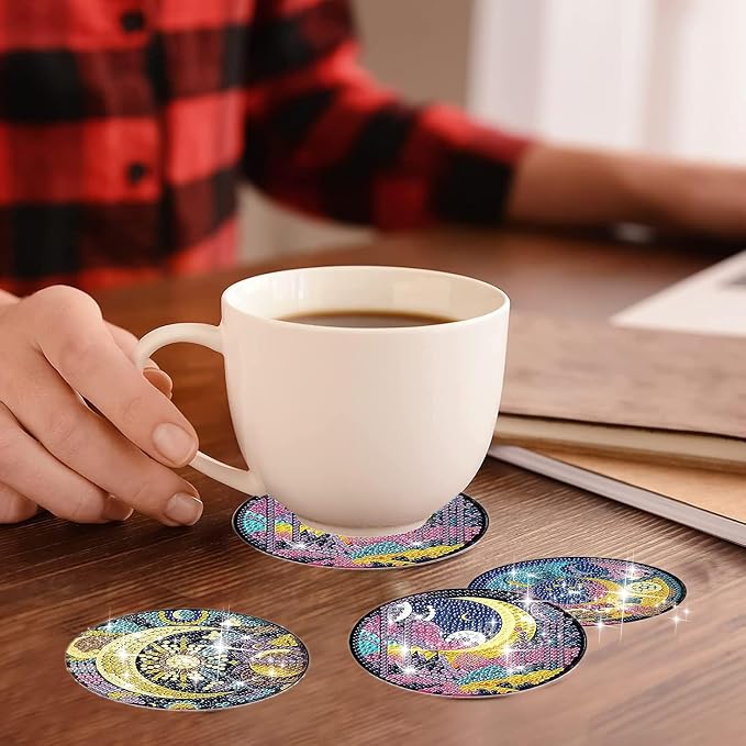 EWJRNSF 8 PCS Diamond Art Coasters Kit, Small Diamond Painting Coasters