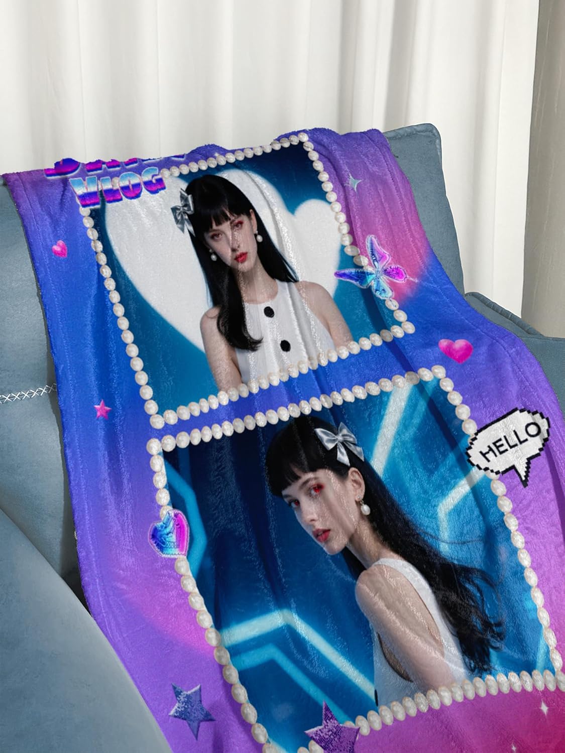 Personalized Blanket with Photos Text Custom Blanket Thows with Picture Customizable Flannel Blankets for Birthday Gift Valentines Day Gifts