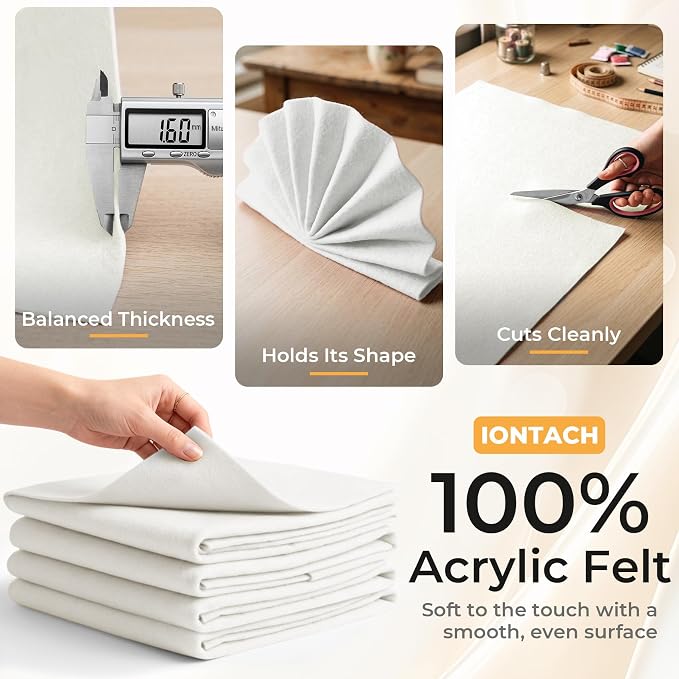 IONTACH 9" X 36" Soft Felt Sheets 1.6mm Thick | Acrylic Felt Fabric
