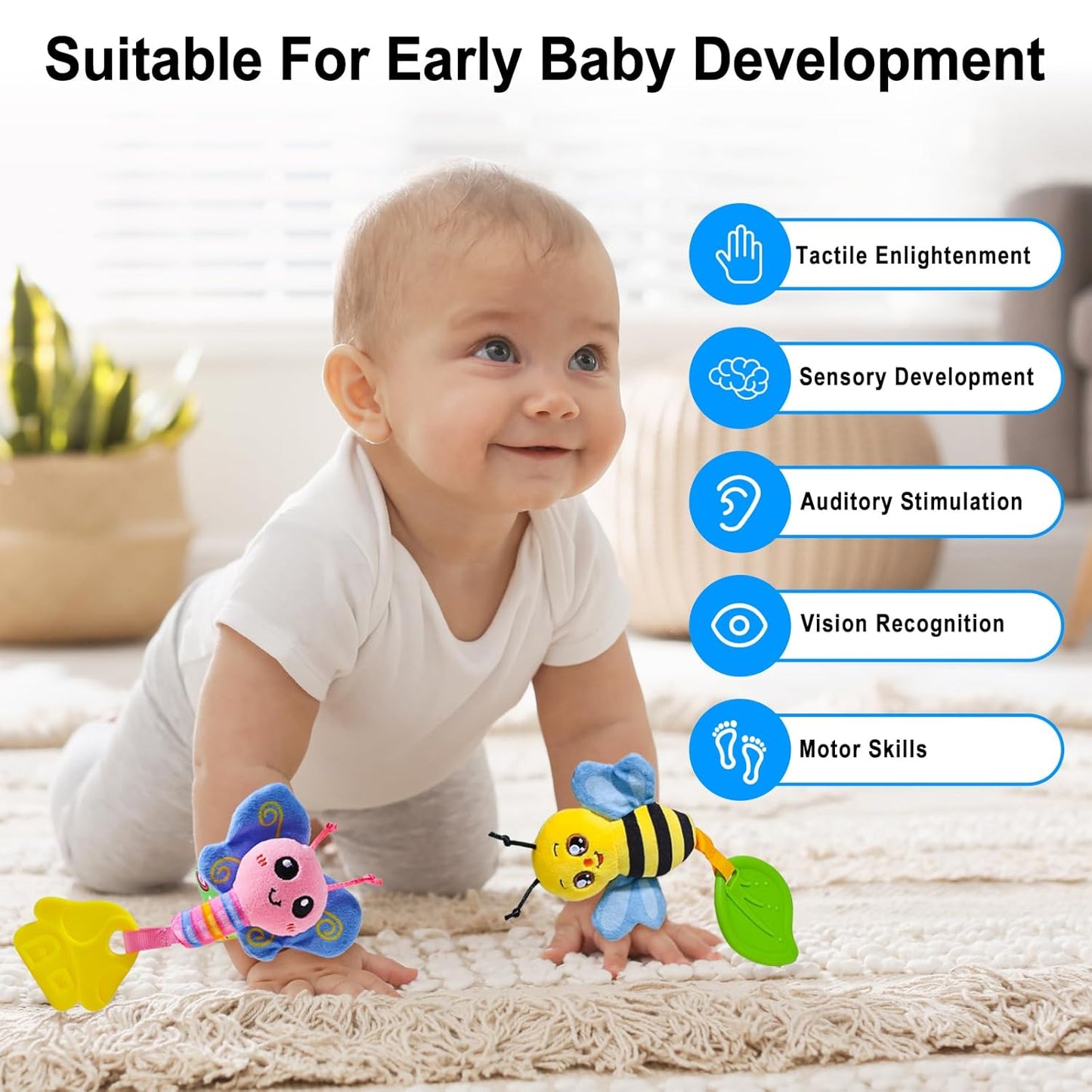 Baby Toys 0-6 Months,Baby Rattles Toy 0-12 Months, Baby Wrist Rattle Socks & Foot Finder - Newborn Toys Hand & Feet Toy for 0-12 Months,Teething Toy for Infants, Shower Gifts for Newborn Boys Girls