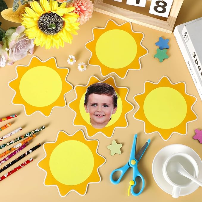 gisgfim 80Pcs Summer Sun Cutouts Sunshine Decorations Bulletin Board Yellow Sun