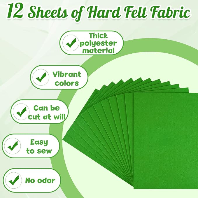 NEBURORA 12 Pcs 2mm Thick Stiff Felt Sheets