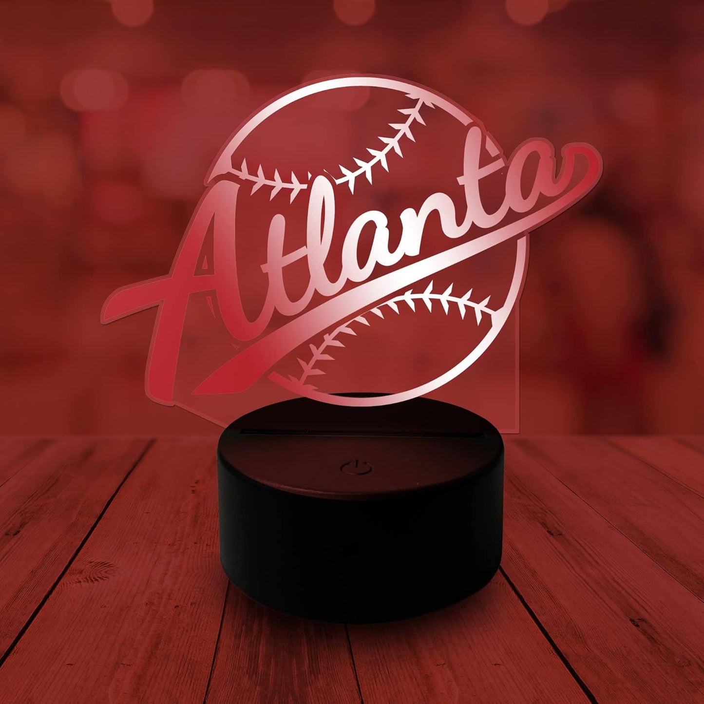 CLORURBANLIVE 3D Baseball Atlanta Night Light 3D Illusion Lamp with Remote Control 16 Color Options Sports Decor Lighting for Fans (Atlanta Multicoloured)