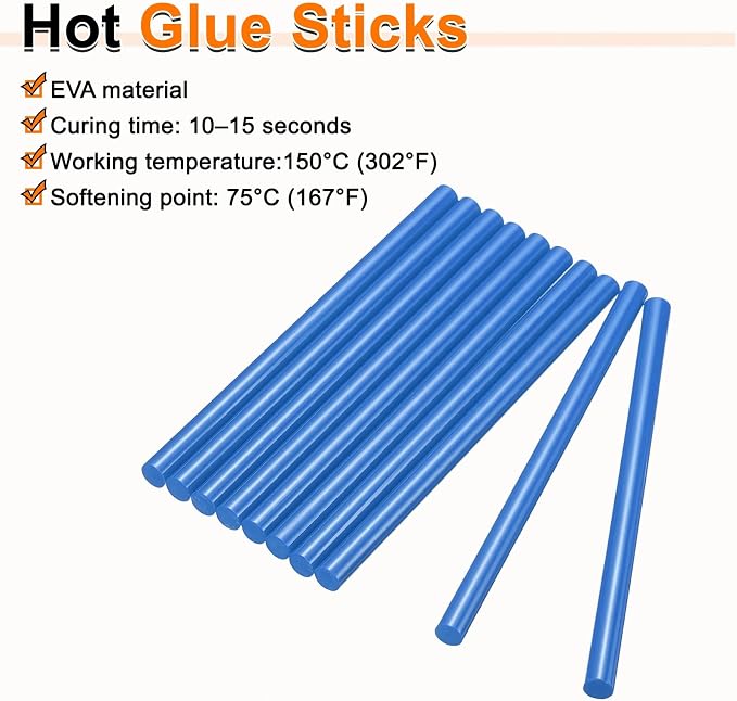 HARFINGTON 10pcs Hot Glue Sticks 0.43" Dia x 9.84" Long EVA Mini Hot Melt