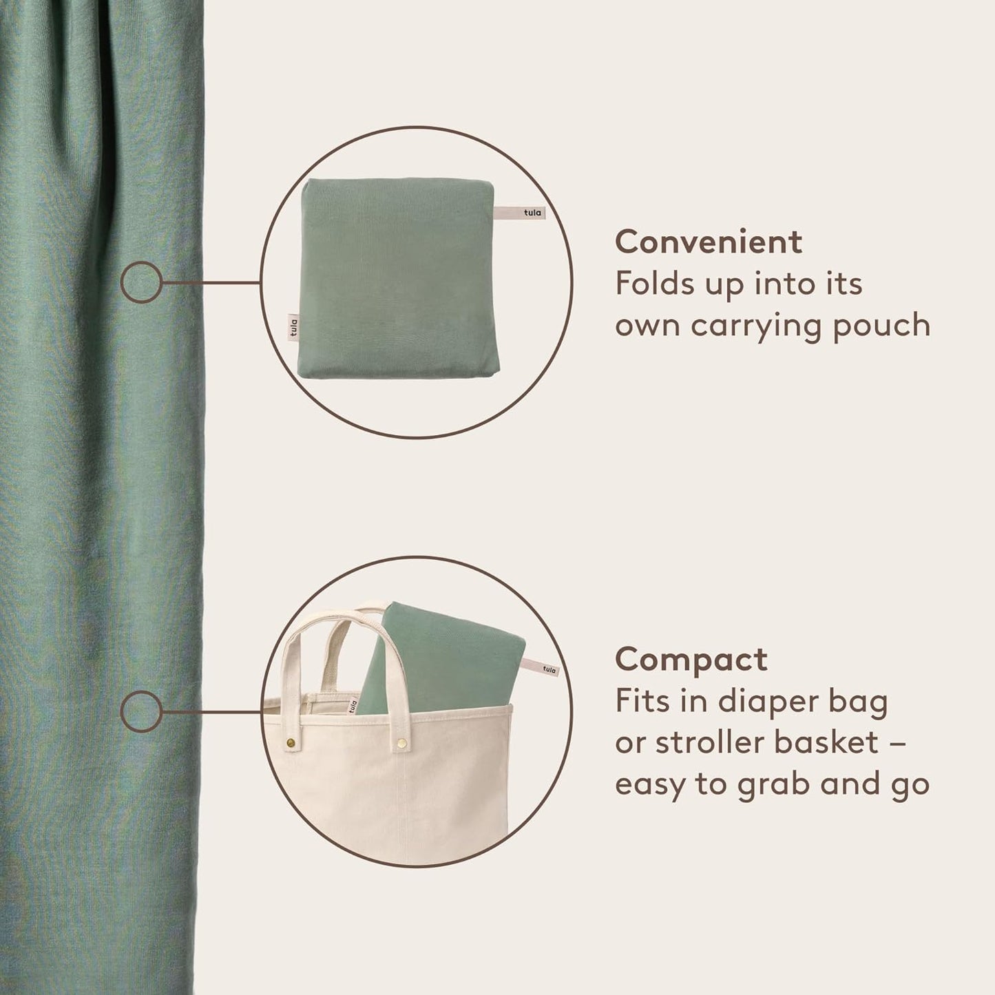 Baby Tula Stretchy Tencel™ Baby Wrap Carrier – Soft Newborn & Infant Wrap Sling, Ergonomic Hands-Free Baby Carrier, Breathable & Adjustable, Eco-Friendly for 8–25 lbs - Sage