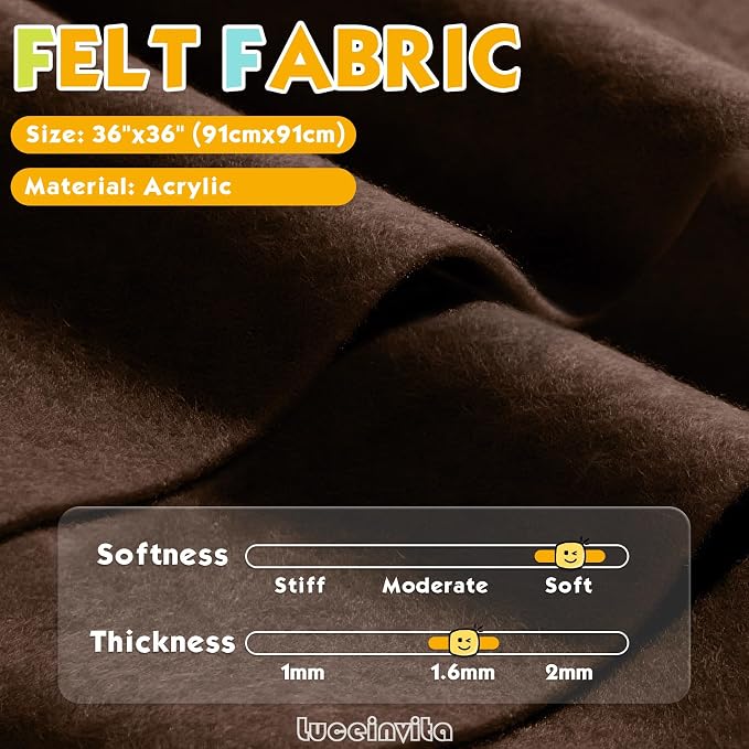 Chocolate Brown 36" X 36" Felt Fabric Sheet