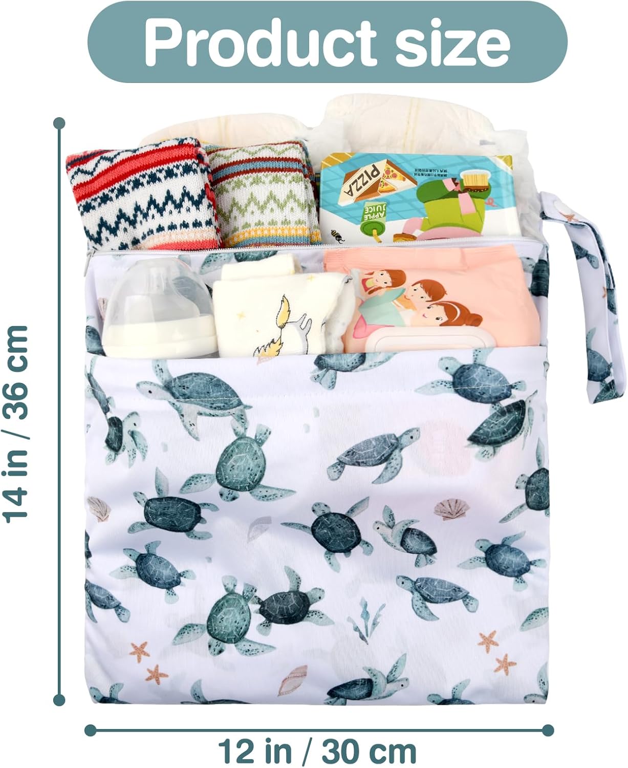 2pcs Cloth Diaper Wet Dry Bags Waterproof Reusable with Two Zippered Pockets Travel Beach Pool Daycare Soiled Baby Items Yoga Gym Bag for Swimsuits or Wet Clothes-Dolphin