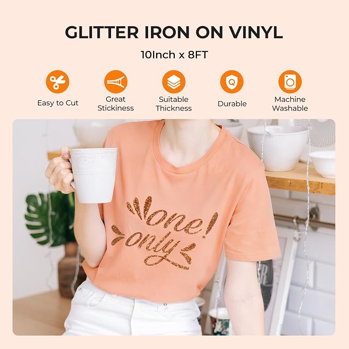 HTVRONT Bronze Glitter HTV Vinyl Roll