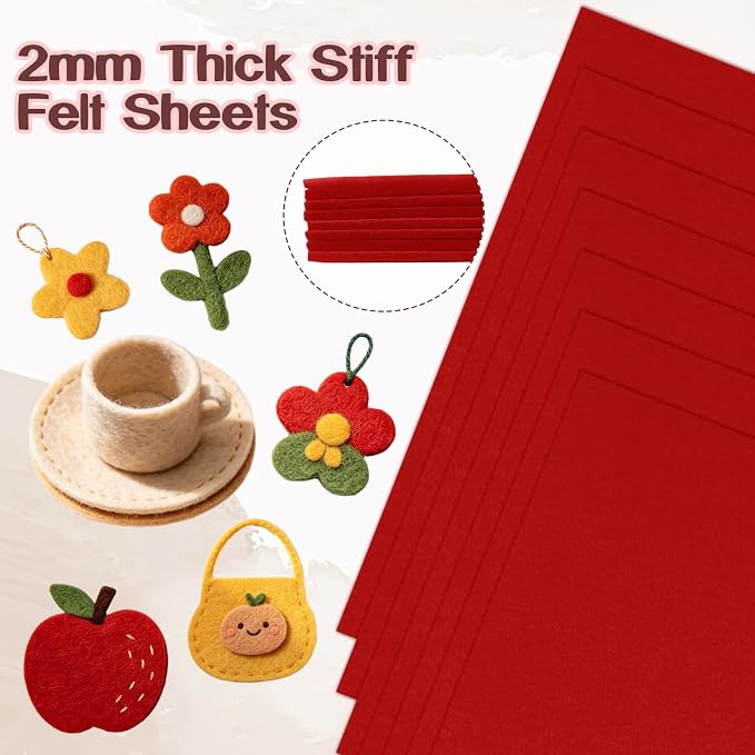 Luomorgo 8 Pcs 8 x 12 Inch Stiff Felt, 2mm Thick,