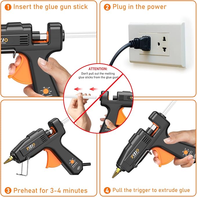 IZIO Full Size Hot Glue Gun and Sticks Set, 100-220W Adjustable Temperature