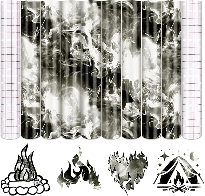 Tintnut Flame Pattern Permanent Vinyl 8 Sheets 12x10in White Adhesive Vinyl |