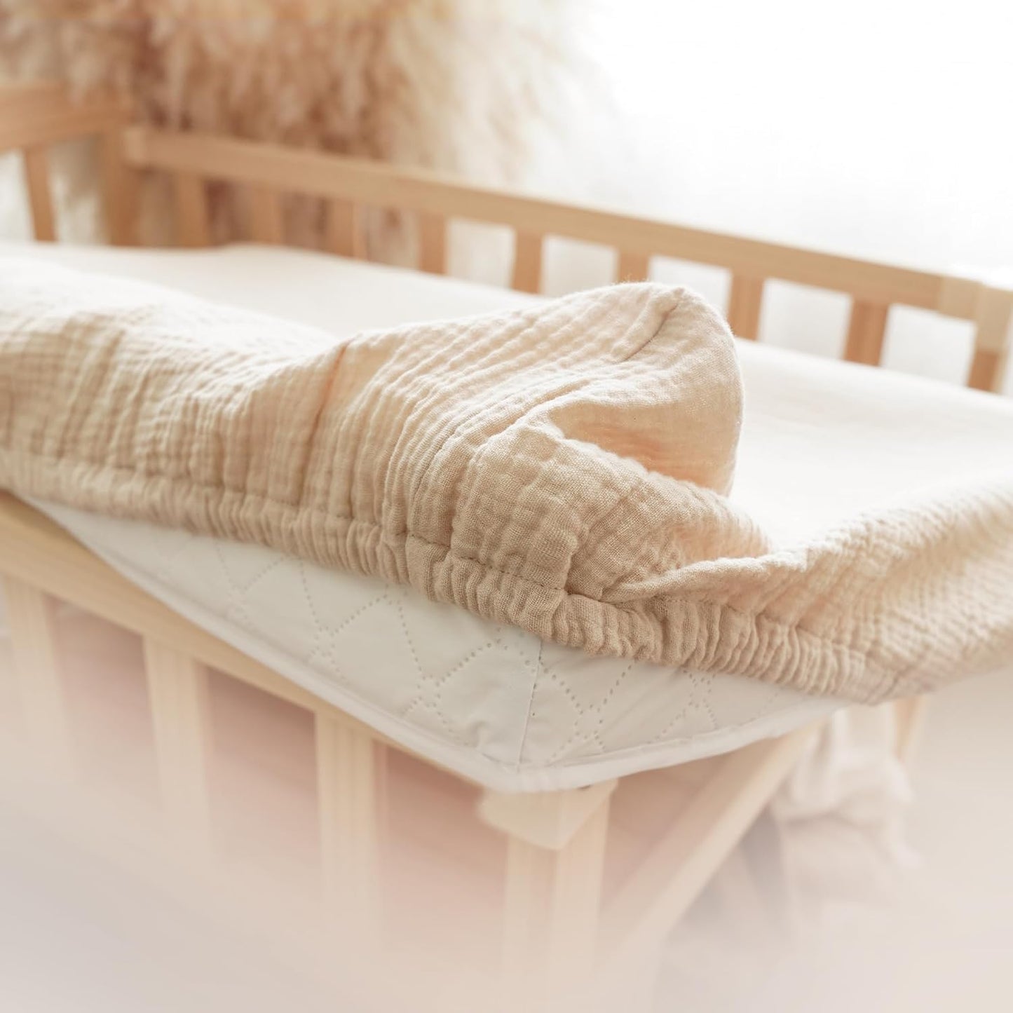 Konssy 2 Pack Muslin Changing Pad Covers for Boys, Ultra Soft & Breathable Cotton Baby Diaper Changing Table Covers, Neutral Nursery Diaper Changing Pad Sheets (Brown,Cream)