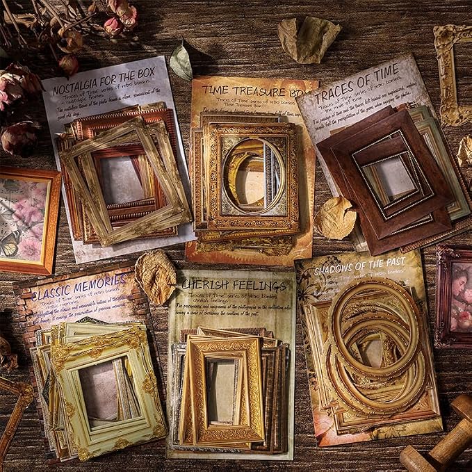 180 Pieces Vintage Scrapbook Picture Frame Cutouts Paper Stickers