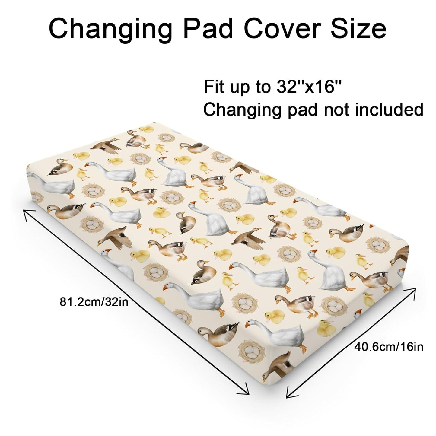 Watercolor Farm Ducks Eggs Baby Changing Pad Covers Wild Ducks Diaper Changing Table Sheets for Boy Girl Farm Animal Life Ultra Soft Breathable Stretchy Fitted Baby Changing Pad Table Mats 32''x16''