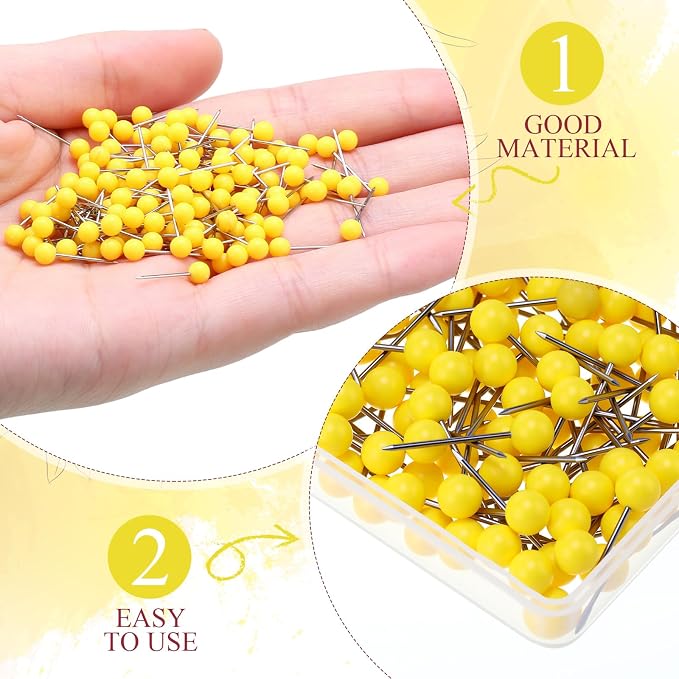 WILLBOND 500 Pack Map Push Pins Map Tacks Small Round Head Push Pins Thumb Tacks