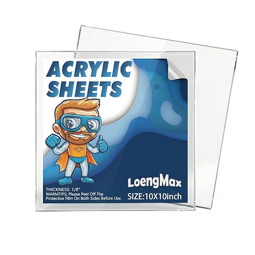 1/8" Thick Clear Acrylic Sheet 10" x 10"